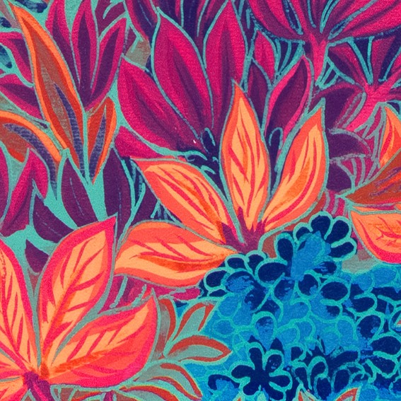 ゴージャスなフラワー・リーフ柄壁紙