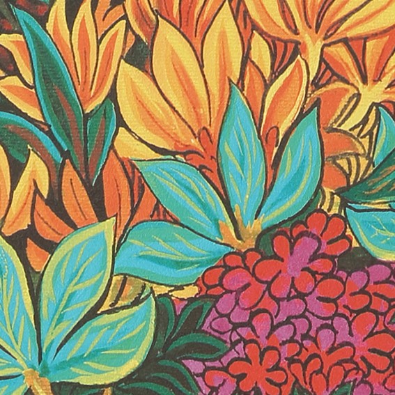 ゴージャスなフラワー・リーフ柄壁紙