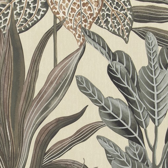 ゴージャスなフラワー・リーフ柄壁紙