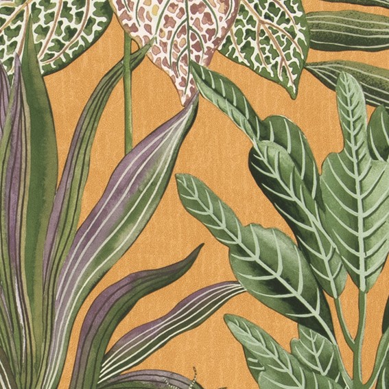 ゴージャスなフラワー・リーフ柄壁紙