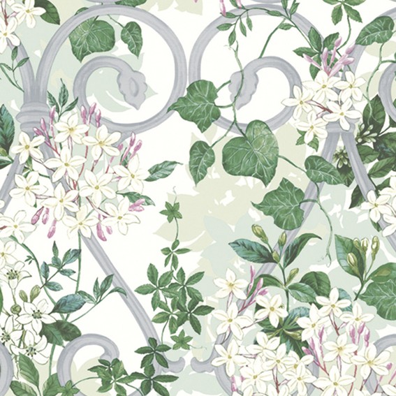 ゴージャスなフラワー・リーフ柄壁紙