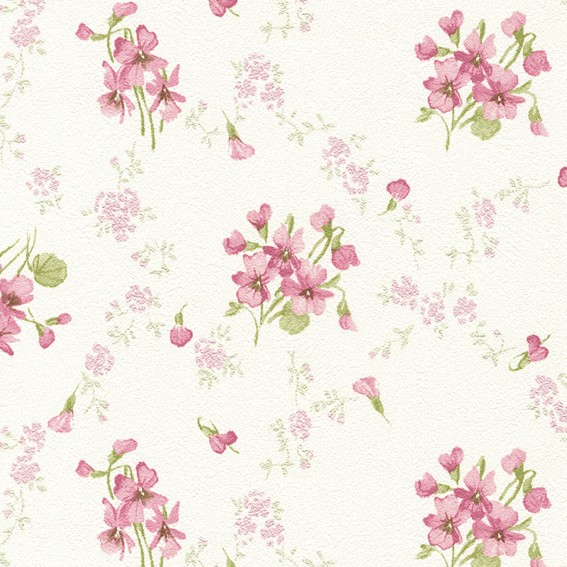 優しい色味の花柄壁紙