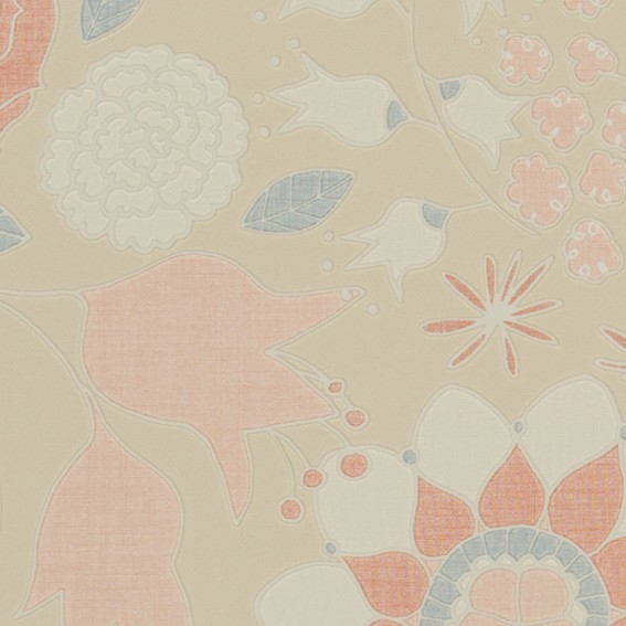 優しい色味の花柄壁紙