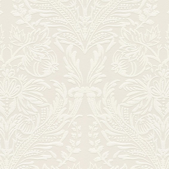 優しい色味のフェミニン柄入り壁紙