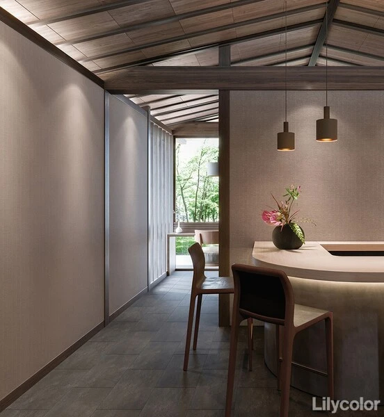 落ち着いた色味の織物調壁紙