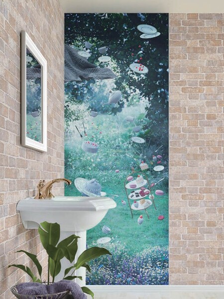 カフェ風な空間にも!レンガ柄壁紙