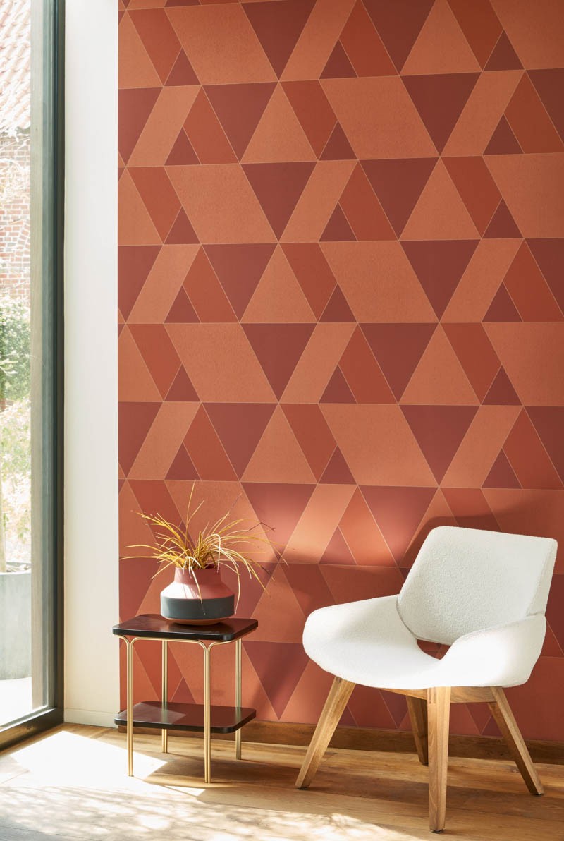 【ユーロ安】p2003 幾何学柄 パターン オレンジ 壁紙 シール リフォーム 多用途 ウォールステッカー はがせる リメイクシート 壁材、壁紙