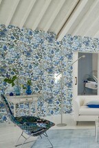 花鳥が可愛いフラワー模様(ブルー フラワー DESIGNERS GUILD 1